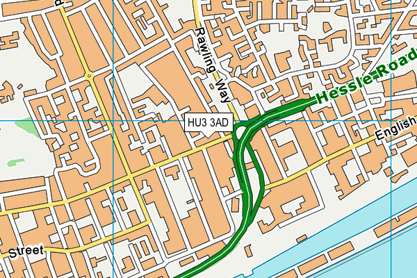 HU3 3AD map - OS VectorMap District (Ordnance Survey)