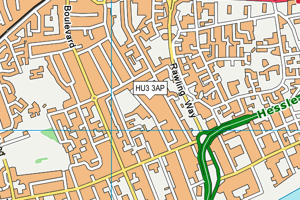 HU3 3AP map - OS VectorMap District (Ordnance Survey)