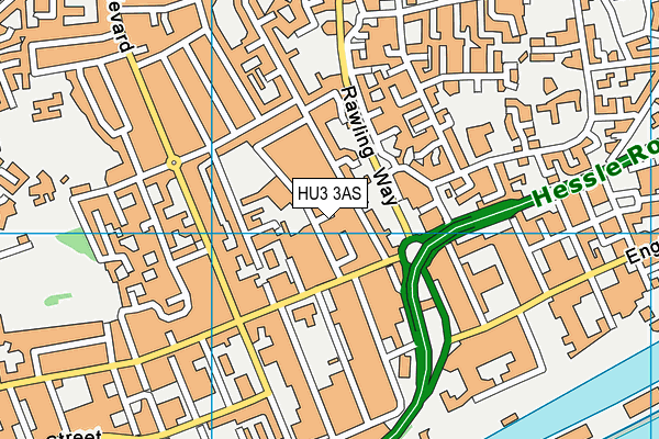 HU3 3AS map - OS VectorMap District (Ordnance Survey)