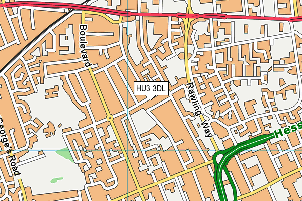 HU3 3DL map - OS VectorMap District (Ordnance Survey)