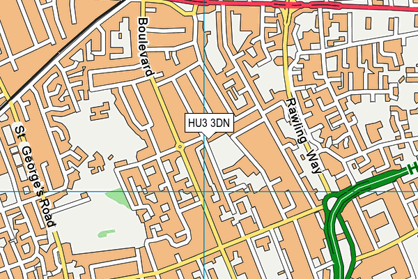 HU3 3DN map - OS VectorMap District (Ordnance Survey)