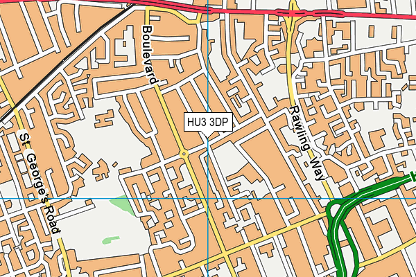 HU3 3DP map - OS VectorMap District (Ordnance Survey)