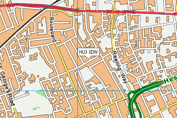 HU3 3DW map - OS VectorMap District (Ordnance Survey)