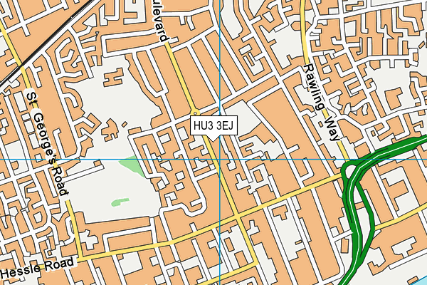 HU3 3EJ map - OS VectorMap District (Ordnance Survey)