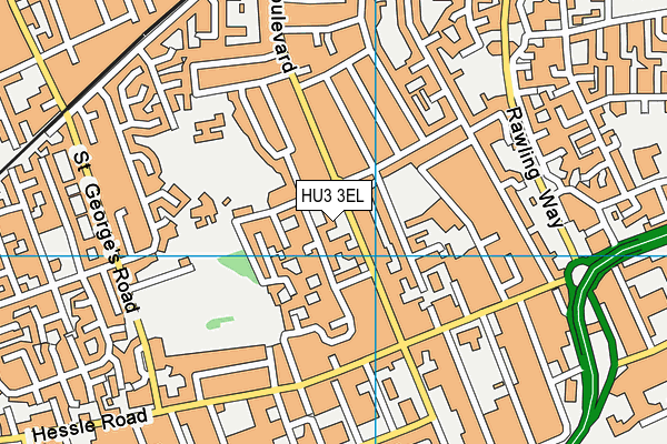 HU3 3EL map - OS VectorMap District (Ordnance Survey)