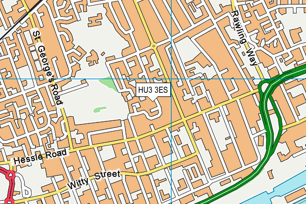 HU3 3ES map - OS VectorMap District (Ordnance Survey)