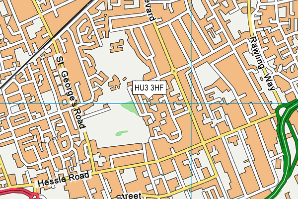 HU3 3HF map - OS VectorMap District (Ordnance Survey)