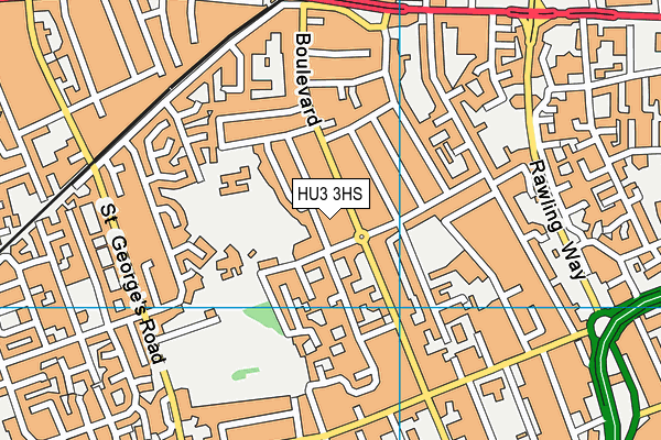 HU3 3HS map - OS VectorMap District (Ordnance Survey)