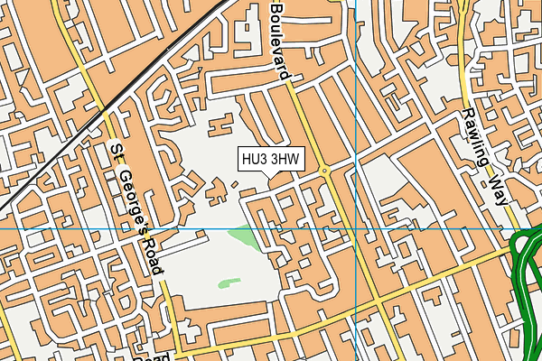 HU3 3HW map - OS VectorMap District (Ordnance Survey)