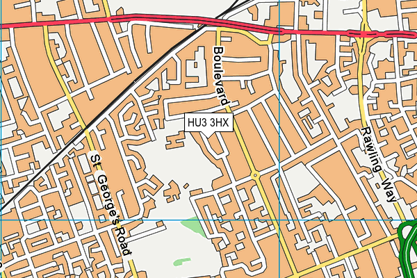 HU3 3HX map - OS VectorMap District (Ordnance Survey)