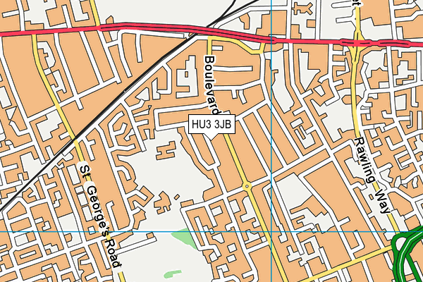 HU3 3JB map - OS VectorMap District (Ordnance Survey)