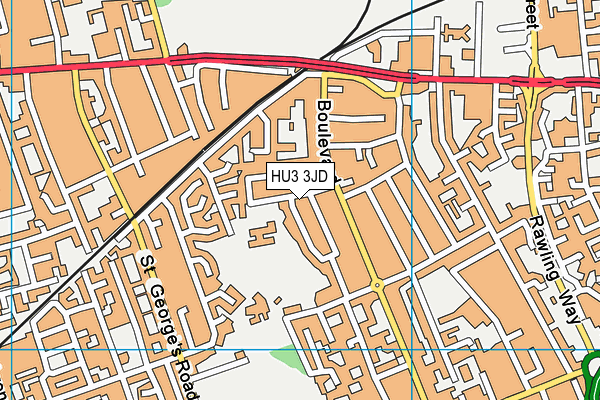 HU3 3JD map - OS VectorMap District (Ordnance Survey)