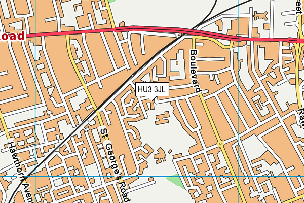 HU3 3JL map - OS VectorMap District (Ordnance Survey)