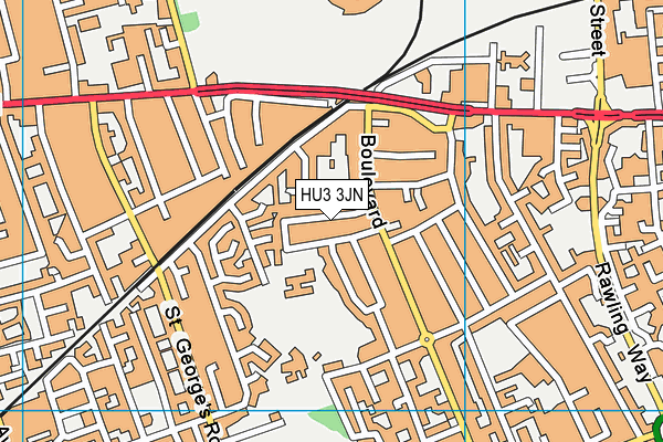 HU3 3JN map - OS VectorMap District (Ordnance Survey)