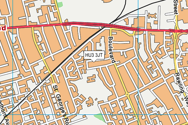 HU3 3JT map - OS VectorMap District (Ordnance Survey)