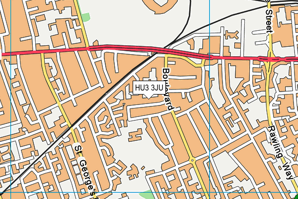 HU3 3JU map - OS VectorMap District (Ordnance Survey)