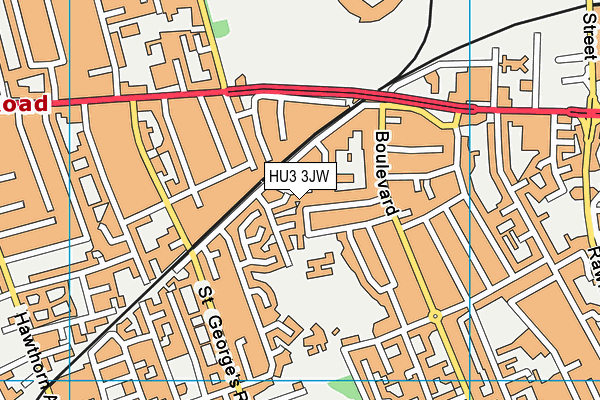 HU3 3JW map - OS VectorMap District (Ordnance Survey)