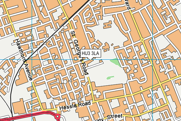 HU3 3LA map - OS VectorMap District (Ordnance Survey)