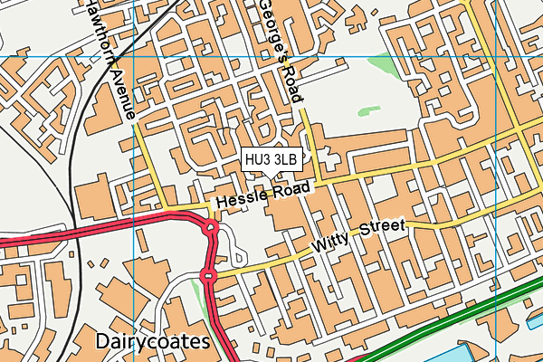 HU3 3LB map - OS VectorMap District (Ordnance Survey)