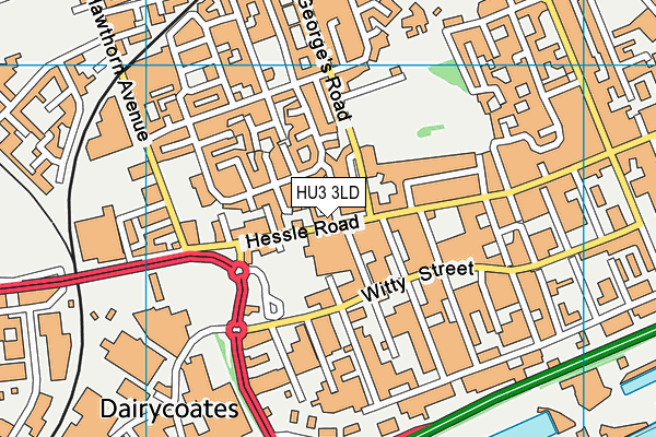 HU3 3LD map - OS VectorMap District (Ordnance Survey)