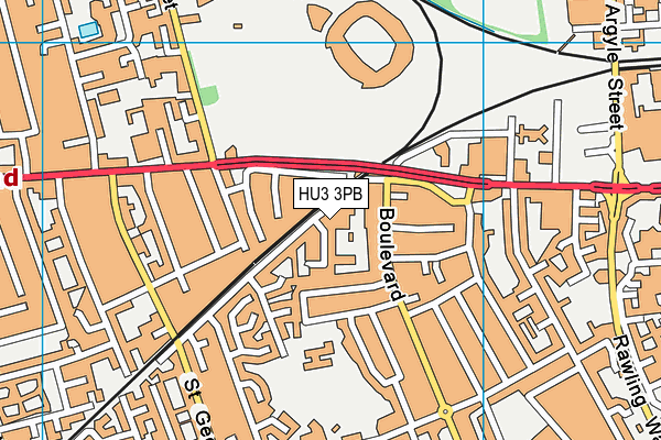 HU3 3PB map - OS VectorMap District (Ordnance Survey)