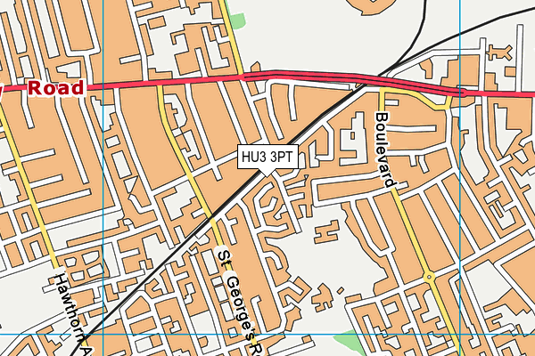 HU3 3PT map - OS VectorMap District (Ordnance Survey)