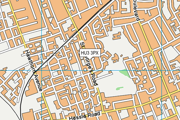 HU3 3PX map - OS VectorMap District (Ordnance Survey)