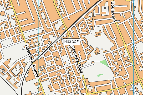 HU3 3QE map - OS VectorMap District (Ordnance Survey)