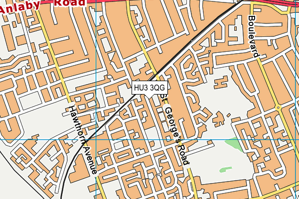 HU3 3QG map - OS VectorMap District (Ordnance Survey)