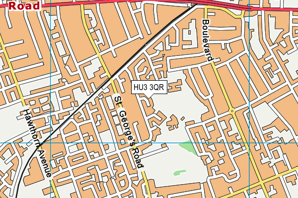 HU3 3QR map - OS VectorMap District (Ordnance Survey)