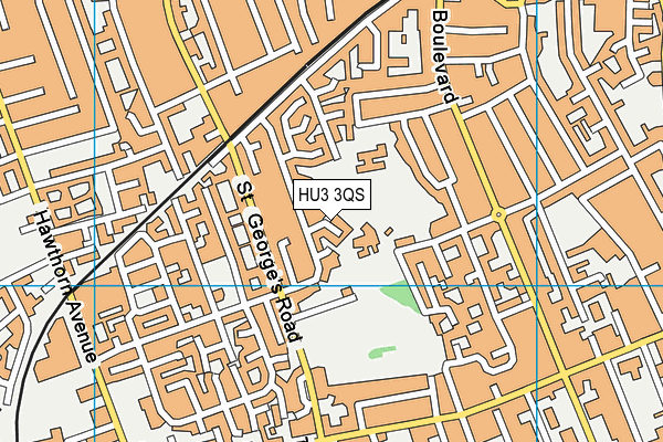 HU3 3QS map - OS VectorMap District (Ordnance Survey)