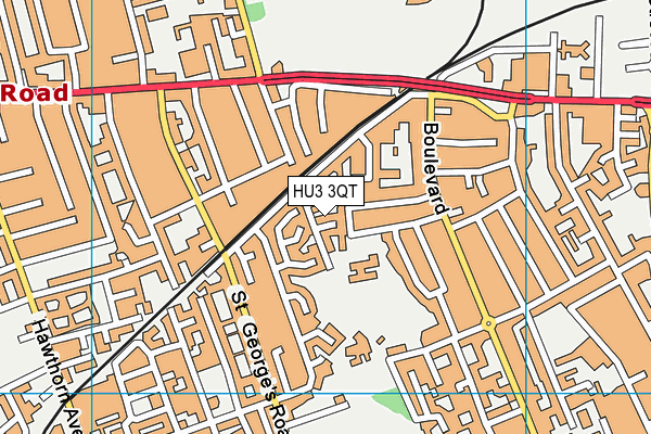 HU3 3QT map - OS VectorMap District (Ordnance Survey)