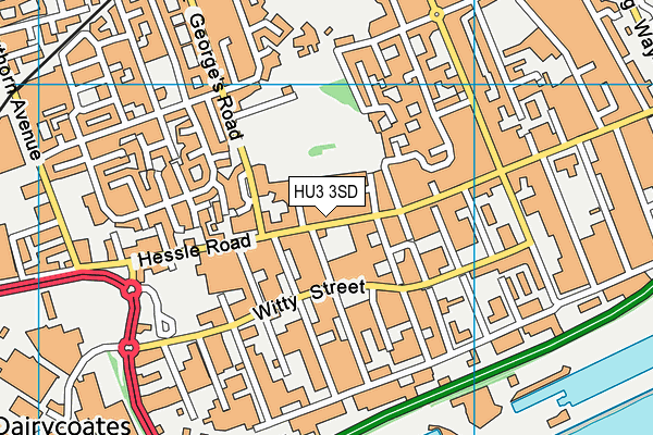 HU3 3SD map - OS VectorMap District (Ordnance Survey)