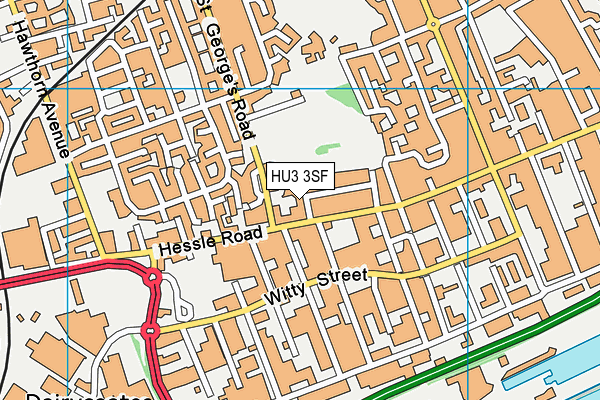 HU3 3SF map - OS VectorMap District (Ordnance Survey)