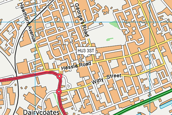 HU3 3ST map - OS VectorMap District (Ordnance Survey)