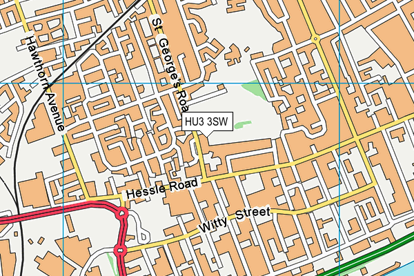 HU3 3SW map - OS VectorMap District (Ordnance Survey)