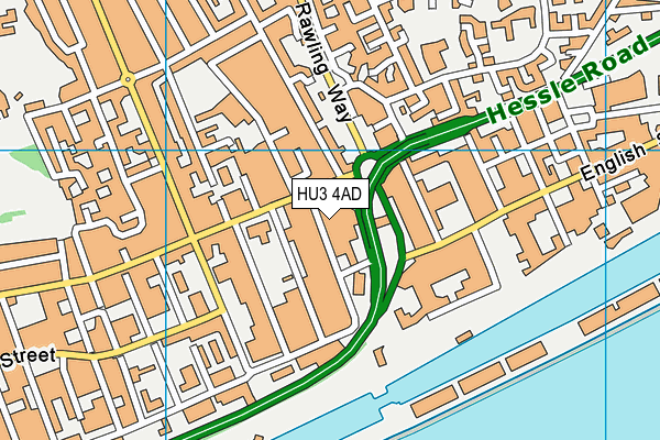 HU3 4AD map - OS VectorMap District (Ordnance Survey)