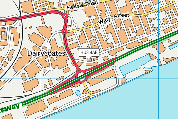 HU3 4AE map - OS VectorMap District (Ordnance Survey)