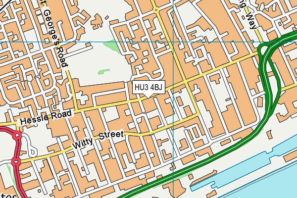 HU3 4BJ map - OS VectorMap District (Ordnance Survey)