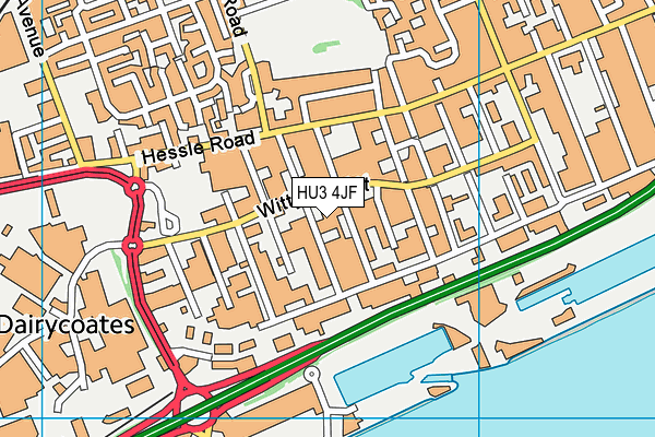 HU3 4JF map - OS VectorMap District (Ordnance Survey)