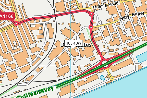 HU3 4UW map - OS VectorMap District (Ordnance Survey)