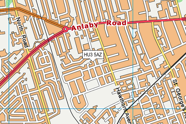 HU3 5AZ map - OS VectorMap District (Ordnance Survey)