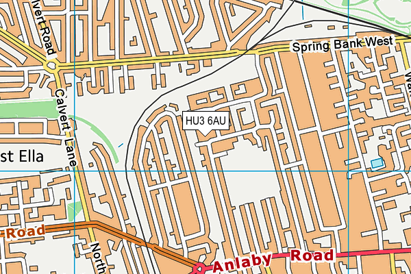 HU3 6AU map - OS VectorMap District (Ordnance Survey)