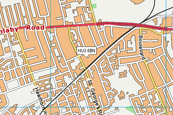 HU3 6BN map - OS VectorMap District (Ordnance Survey)