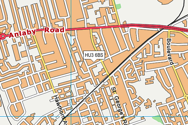 HU3 6BS map - OS VectorMap District (Ordnance Survey)