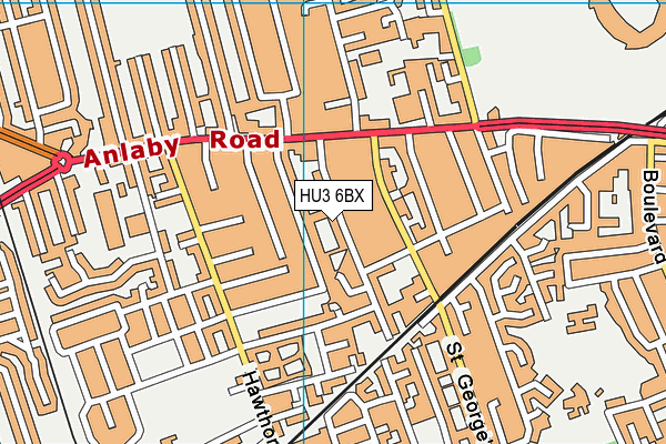 HU3 6BX map - OS VectorMap District (Ordnance Survey)