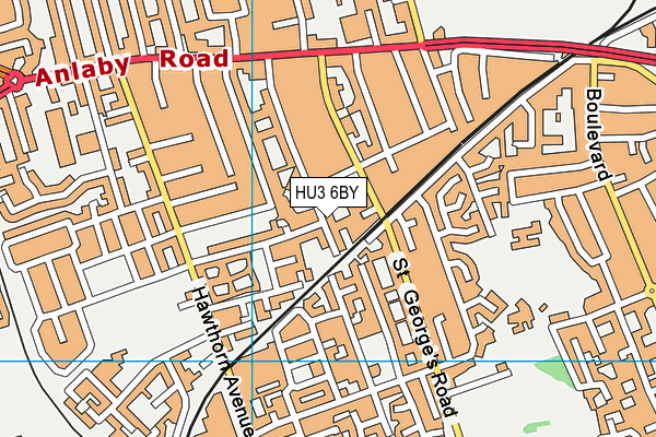 HU3 6BY map - OS VectorMap District (Ordnance Survey)
