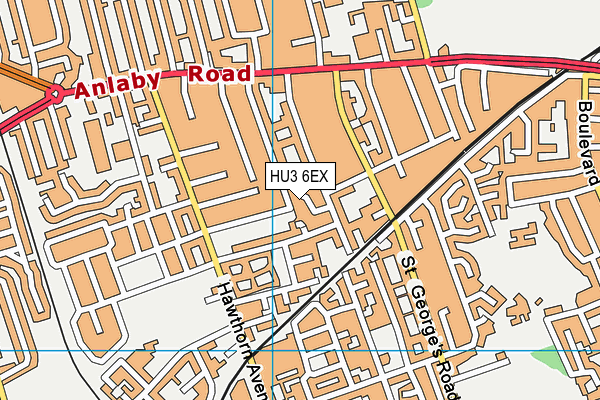 HU3 6EX map - OS VectorMap District (Ordnance Survey)