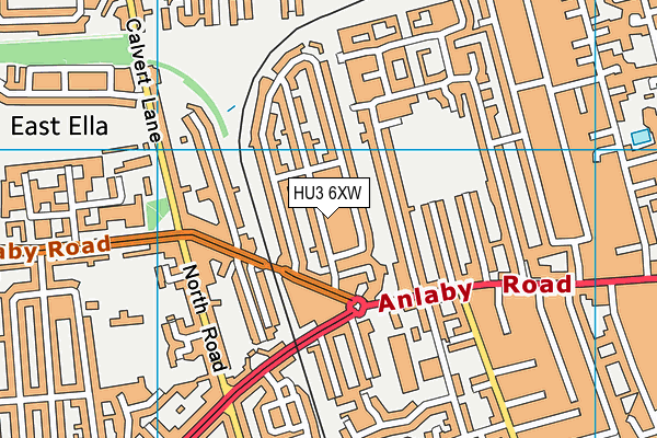 HU3 6XW map - OS VectorMap District (Ordnance Survey)