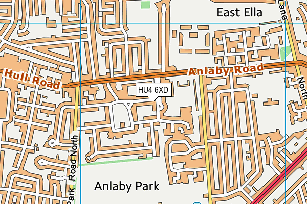 HU4 6XD map - OS VectorMap District (Ordnance Survey)